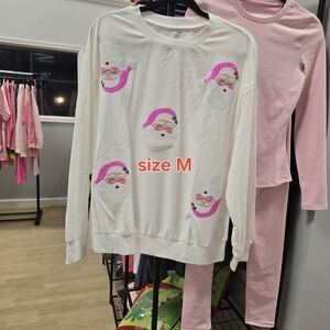 Santa Claus  White and Pink Sweatshirt